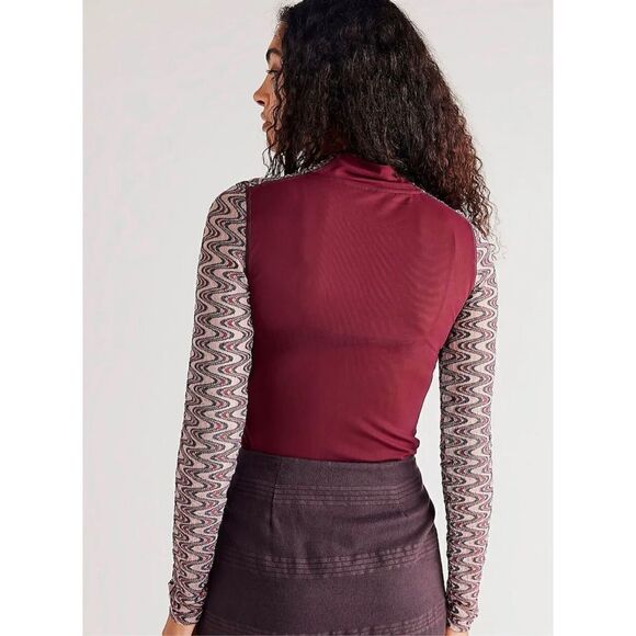 Free People Retro Contrast Sleeve Eve Top  size small - Picture 3 of 7
